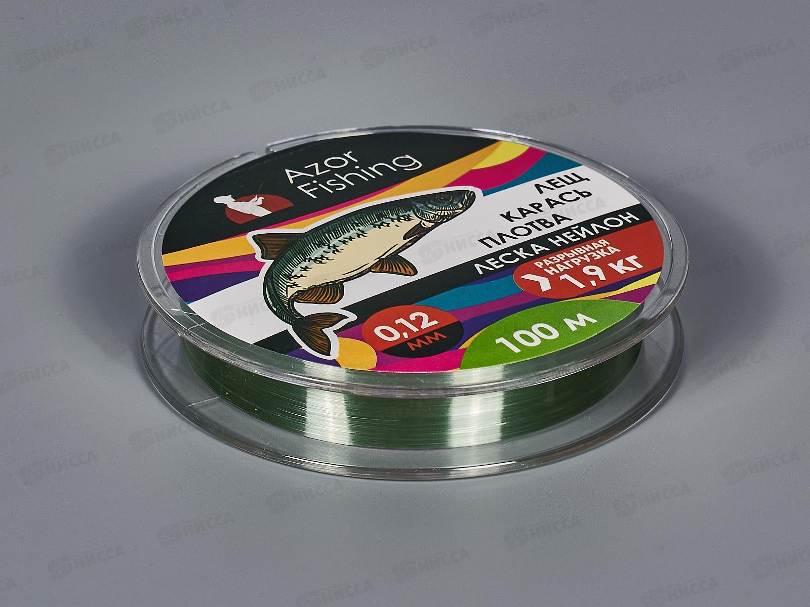 Леска AZOR нейлон Carp 100м, 0,12-0,37мм, 10видов зел 144-009   г