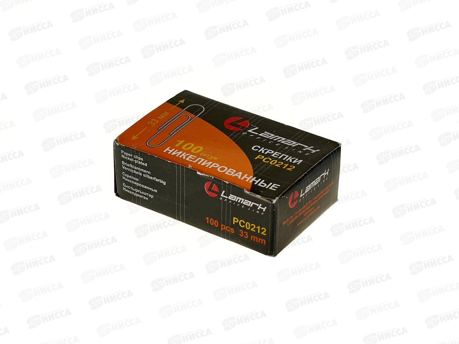 Скрепки LAMARK  33мм 100шт картонная упаковка, никелированные, PC0212 *10/250