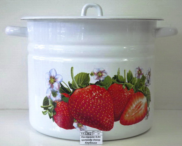 Кастрюля 9,0л цилиндрическая декорированная Клубника садовая с петлей С1622*59  *2