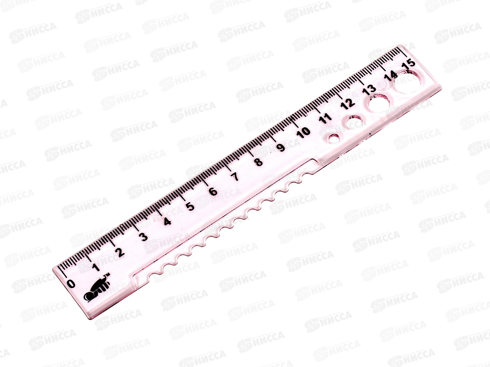 Линейка 15см ПЧЕЛКА пластиковая, для первоклашек, ЛП-15 *50/1750