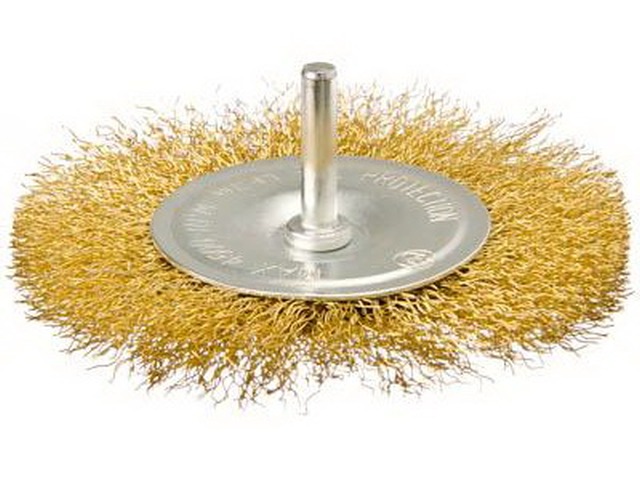 Щетка металлическая со шпилькой для дрели 100мм плоская  г  656-008