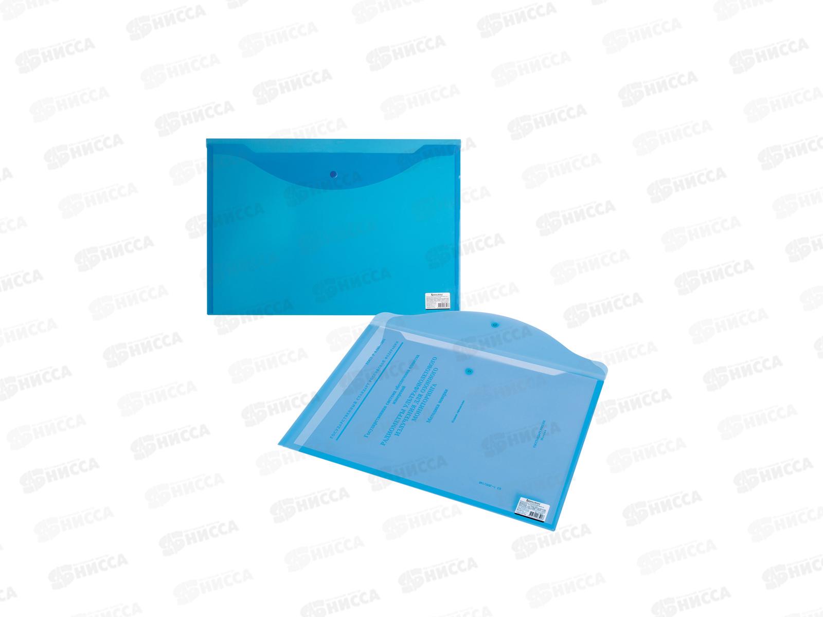 Папка с кнопкой BRAU А3 прозрачно синяя, 0.18мм, 224034 *10/100