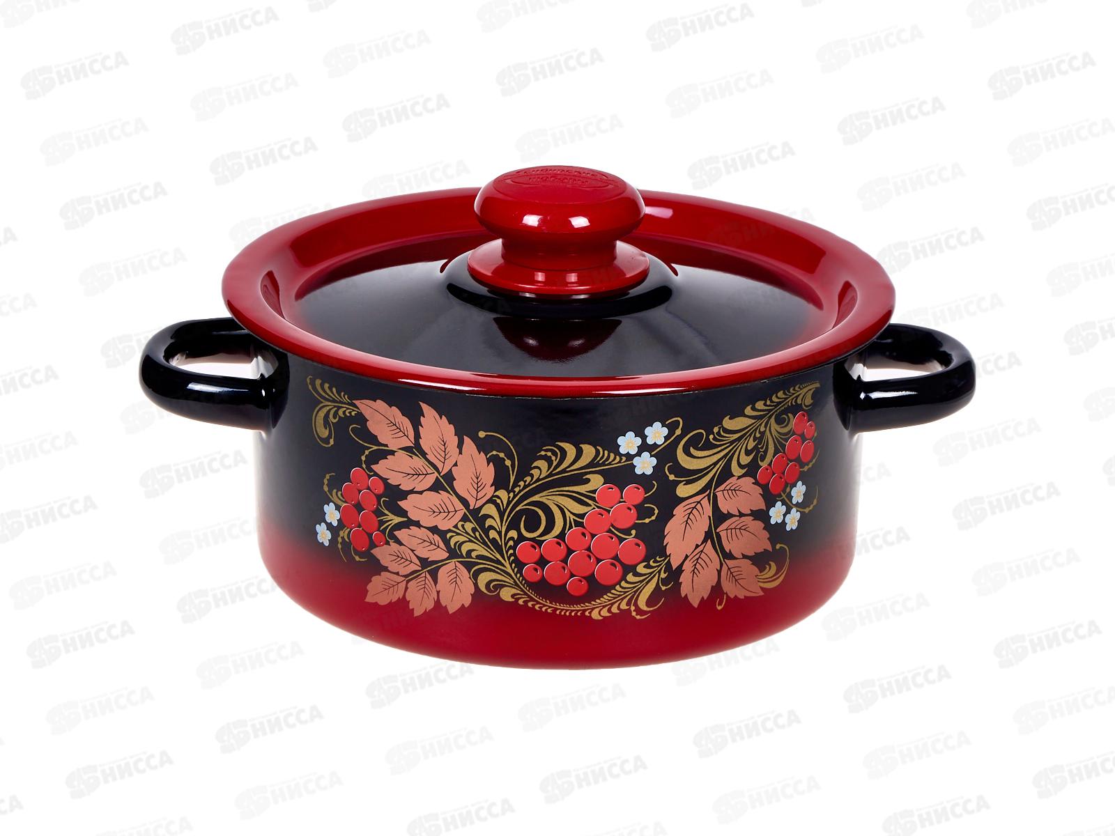 Кастрюля 2,0л цилиндрическая декорированная красно-черная С1610.38 *8