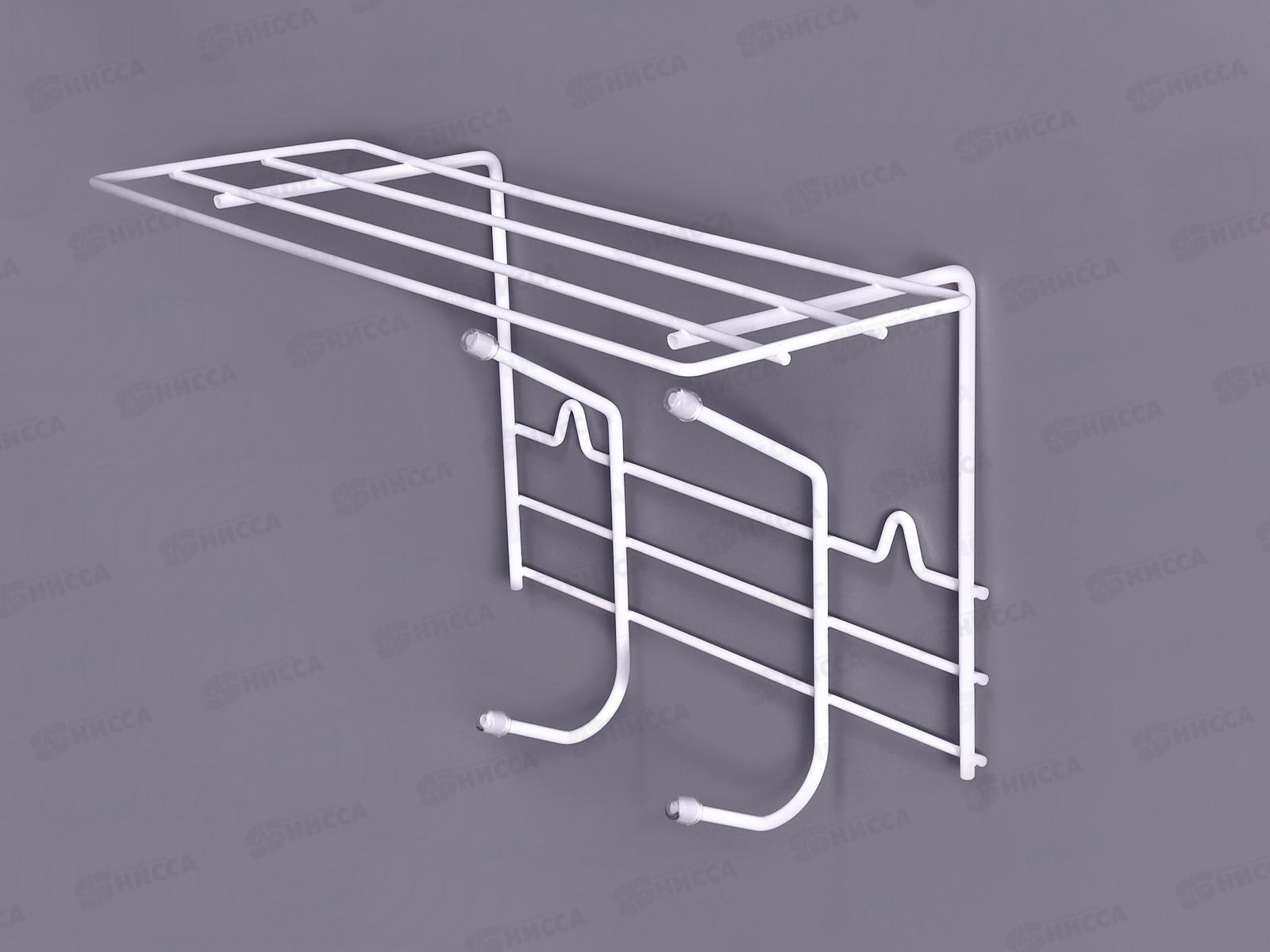 Вешалка для одежды 2 крючка с полкой белая АМ 17  *4   01295