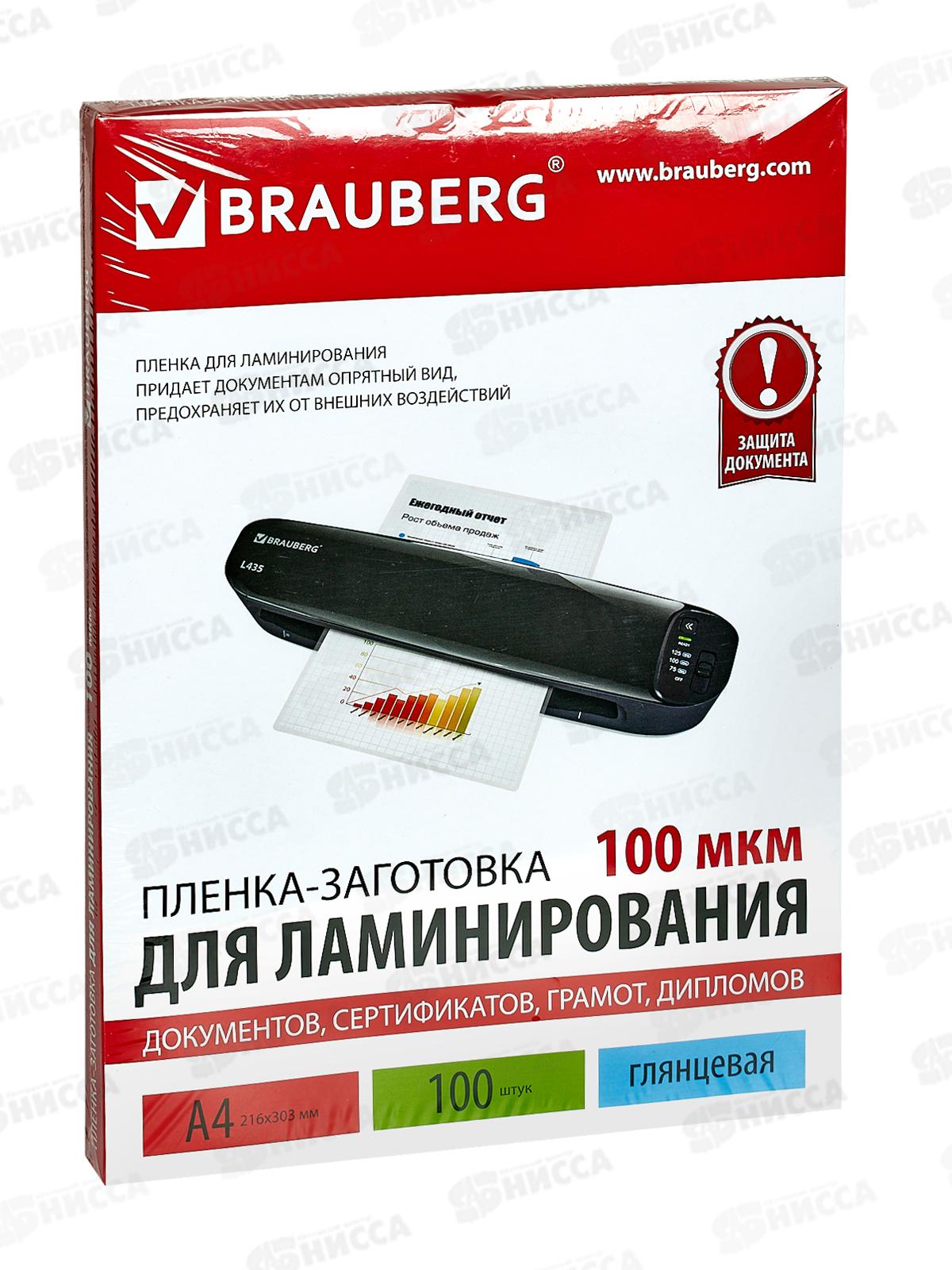 Пленка для ламинирования  BRAU А4,комплект 100мкм, 100шт, 530801*10