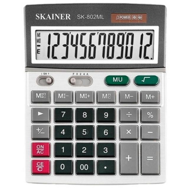 Калькулятор SKAINER SK-802ML 12разрядный бухгалтерский настольный метал