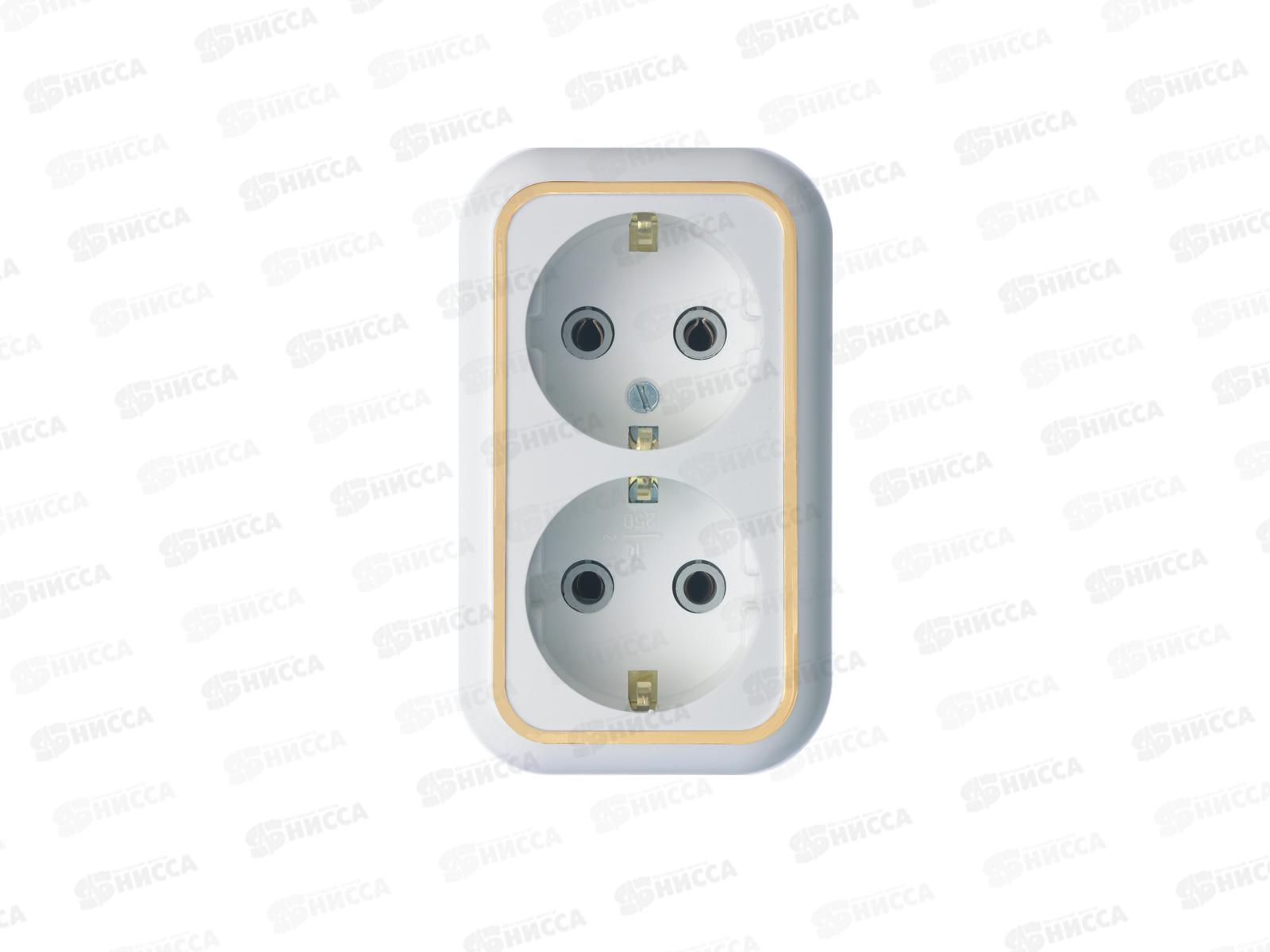 Розетка открытой установки 2-х местная РА10-382 Валентина , 382 золото  *50