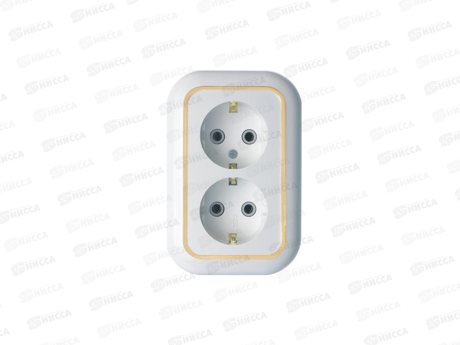 Розетка скрытой установки 2-х местная РС16-830 с заземляющим контактом Валентина золото, 830 &quotЗ&quot *30