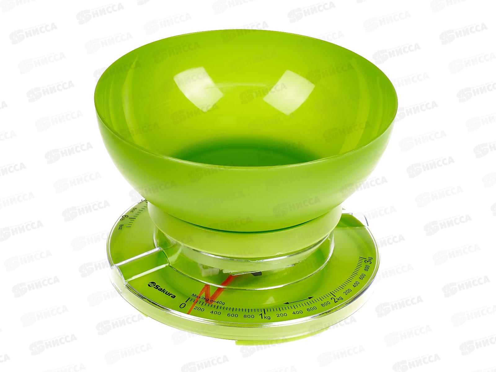Весы кухонные SA-6008GR 3кг механические зеленые