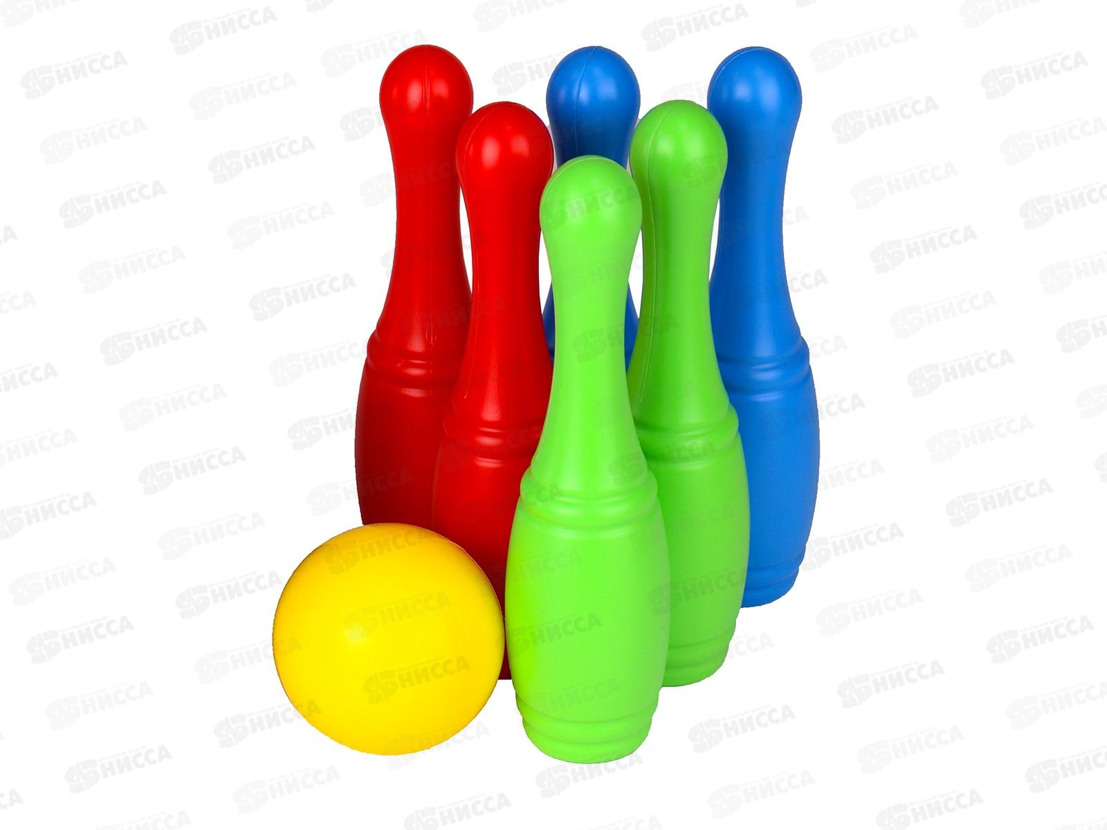 Кегли 6 штук + 1 маленький мяч (сетка) И-1627 *24