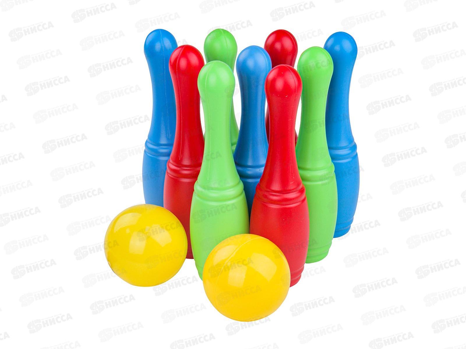 Кегли 9 штук + 2 маленьких мяча (сетка) И-1630 *14