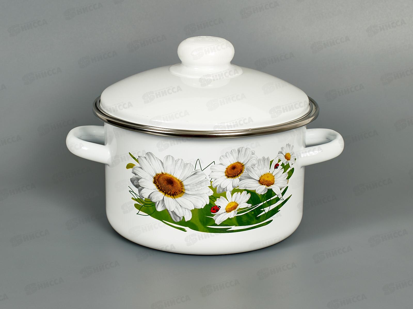 Кастрюля 2,0л эмалированная с рисунком 01-1610/4-Ромашковое поле  *8