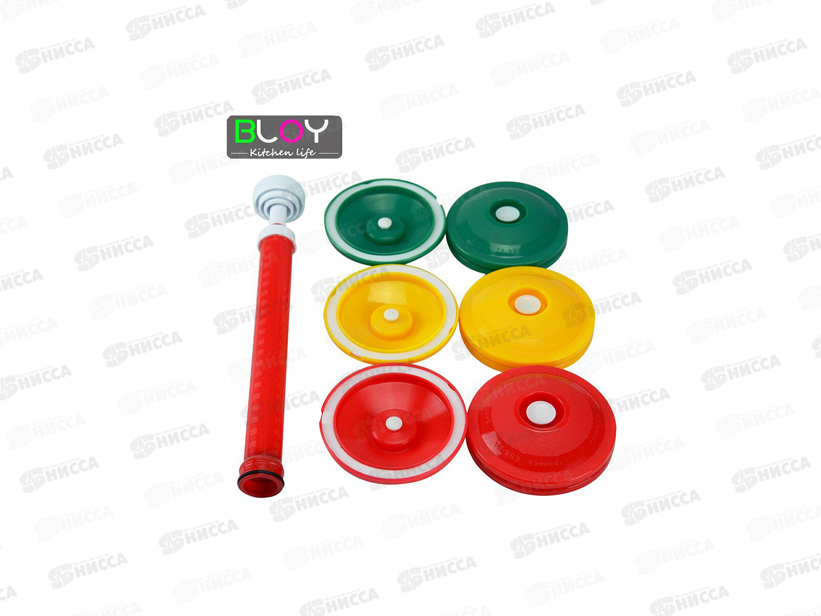 ВАКС Набор Вакуумный 9 крышек КВК-82 (красные, желтые, зеленые) +насос 82БМ, на блистере