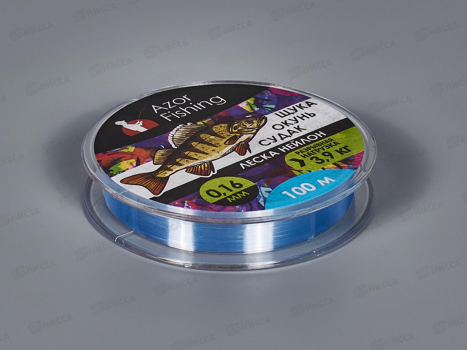 Леска AZOR нейлон Pike 100м, 0,16мм, св-голуб 144-034   г