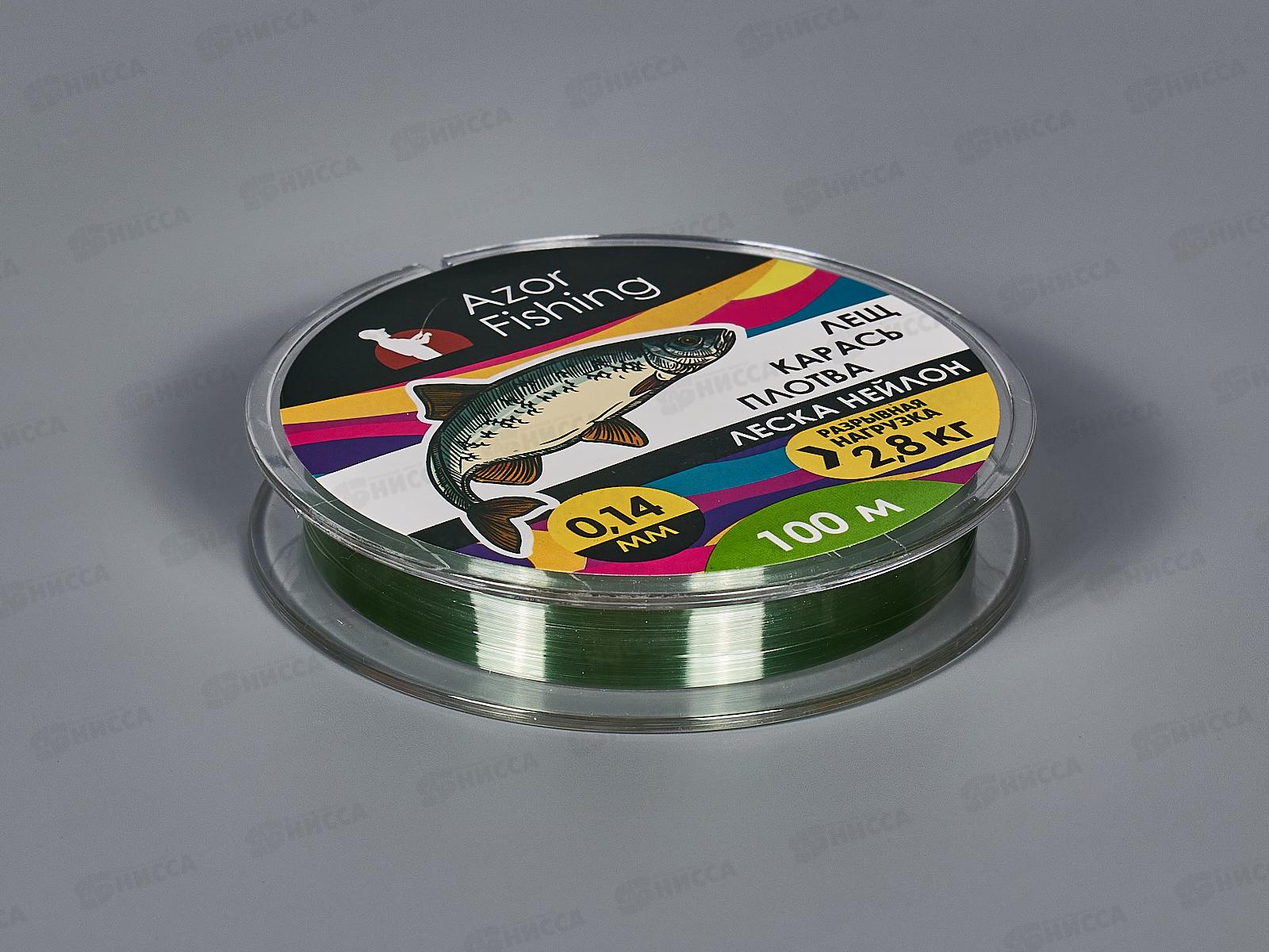 Леска AZOR нейлон Carp 100м, 0,14мм, зел 144-035   г