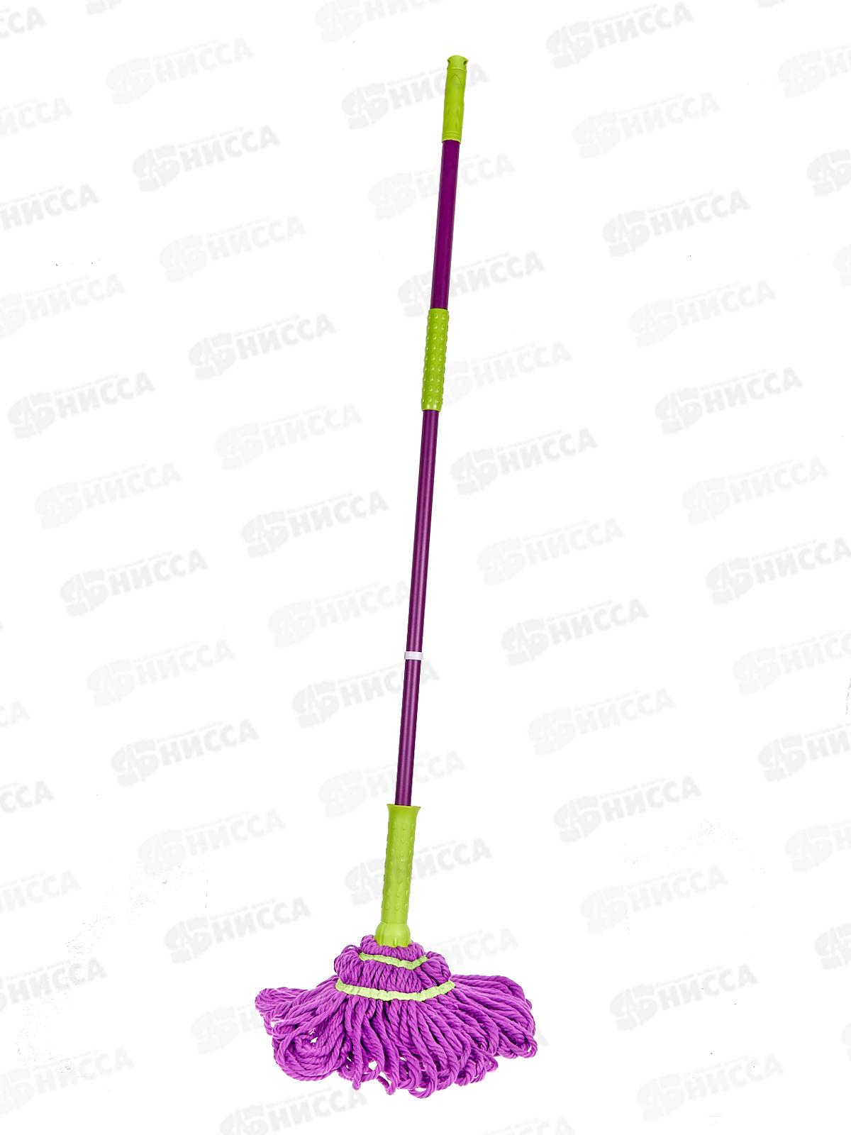 Швабра твист &quotУмничка&quot микрофибра телескопическаяручка 130см фиолетовая KD-8210 *20