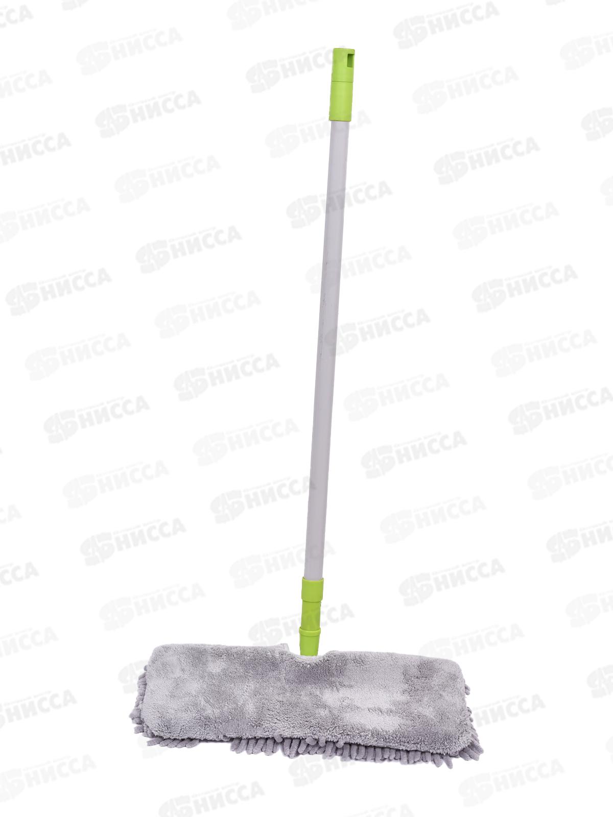 Швабра флеттер &quotУмничка&quot микрофибра+шенилл телескоп ручками 120см зеленая KD-8125 *24