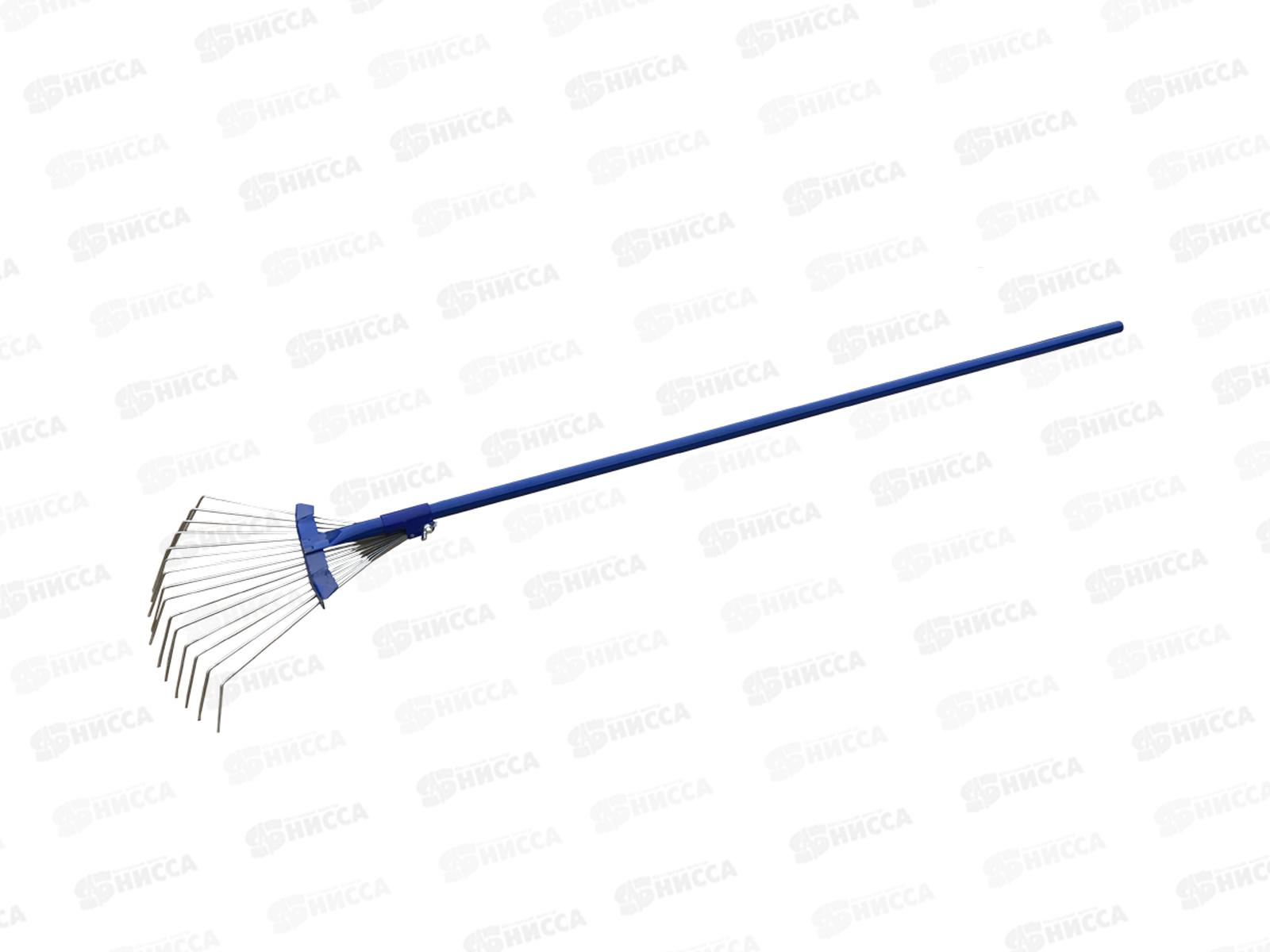 Грабли веерные раздвижные пластинчатые 15-зубые на металлической ручке, с648 (Павлово)  *10