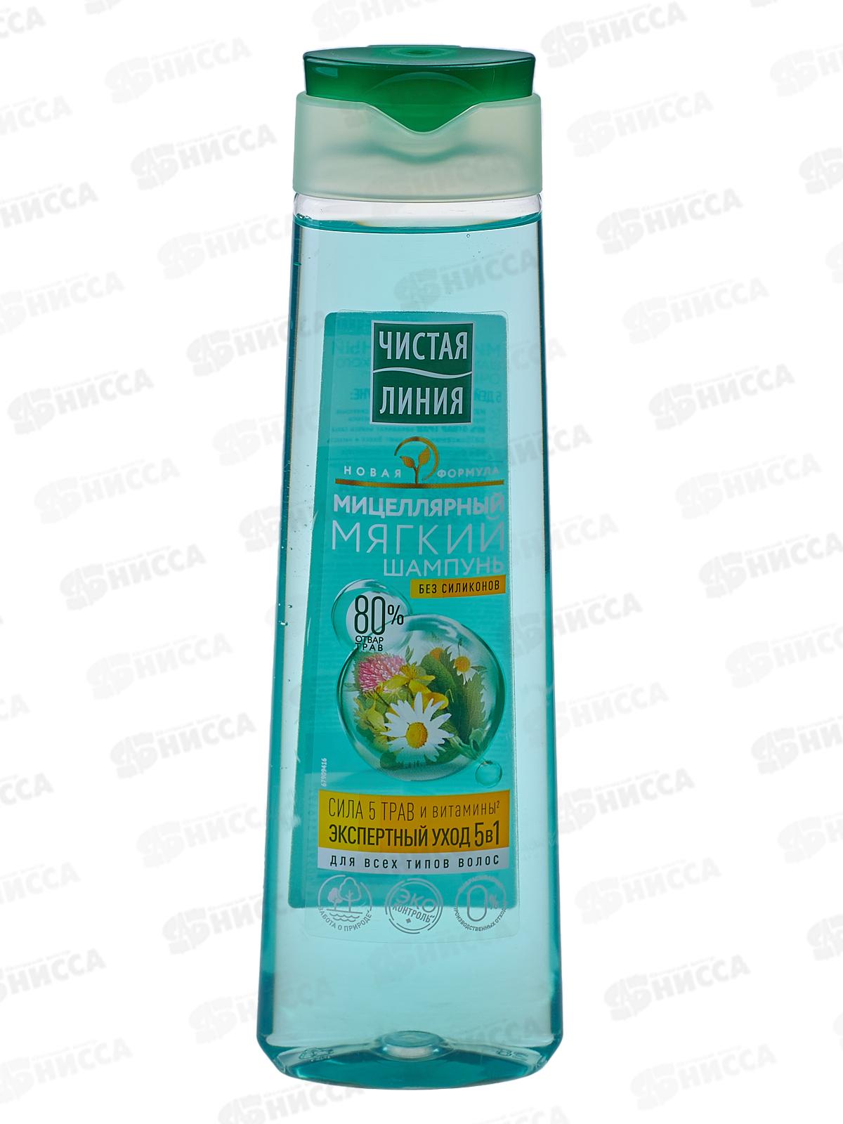 Концерн Калина Чистая Линия шампунь 400мл Сила 5 трав *6/12