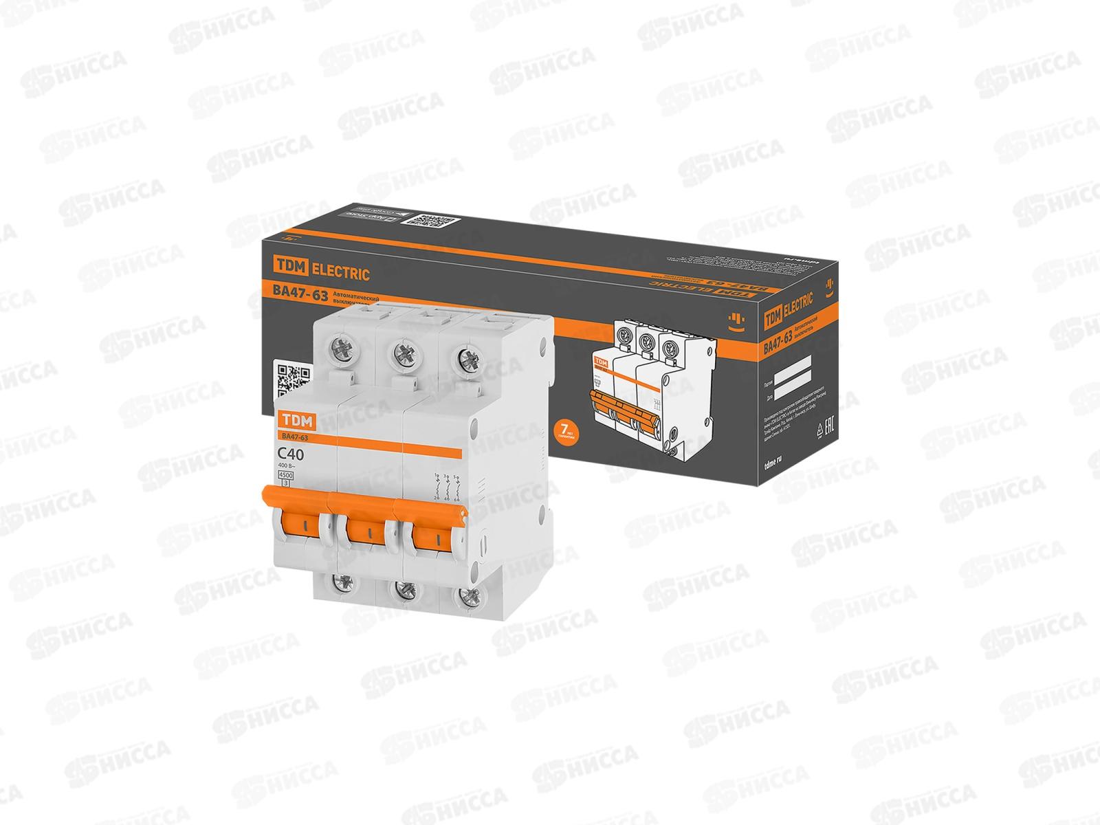 Автоматический выключатель ВА47-63 3P 40А 4,5кА C TDM *4/40