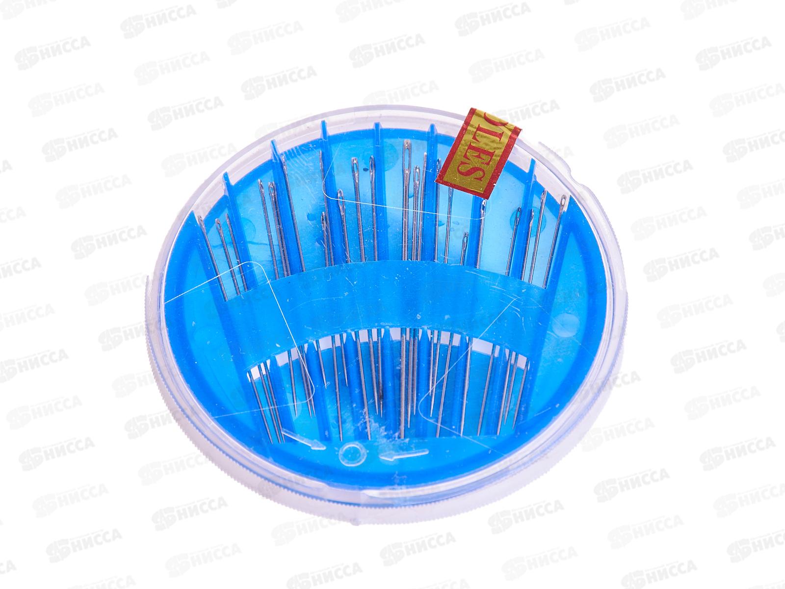 Набор швейных игл 24шт, сталь, в пластмассовом круглом боксе 308-592   г