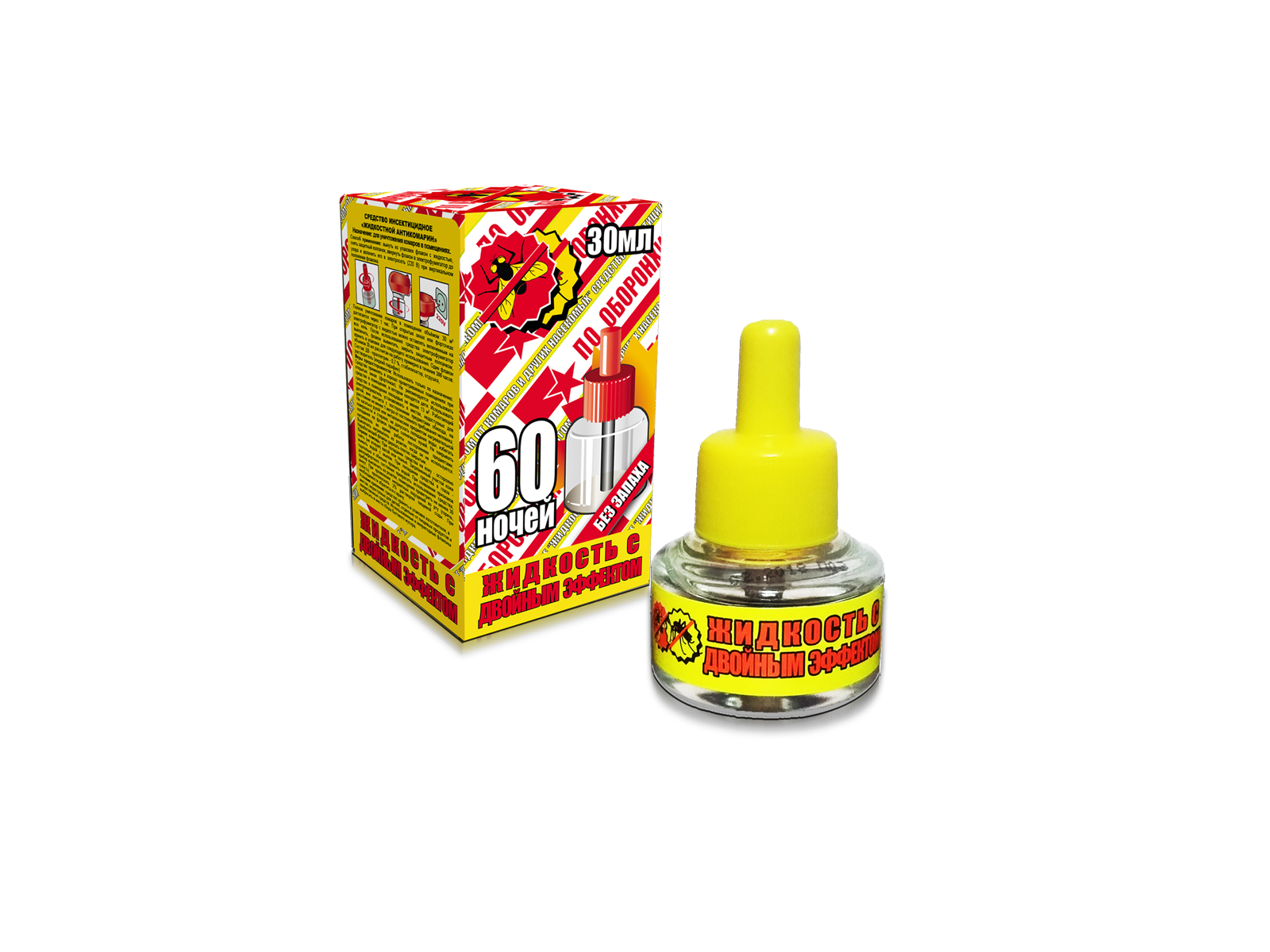 Оборонхим дополнительный флакон жидкости с двойным эффектом 60ночей 30мл *24 (желтый)