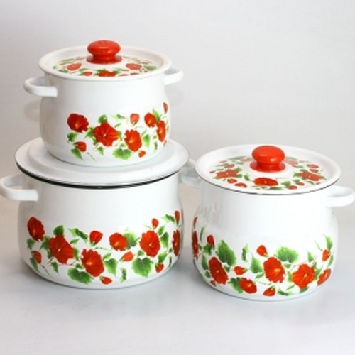 Набор №11 Рамо N11B60 3 предмета (4,0л и 5,5л и 8,0л) с декором на крышке