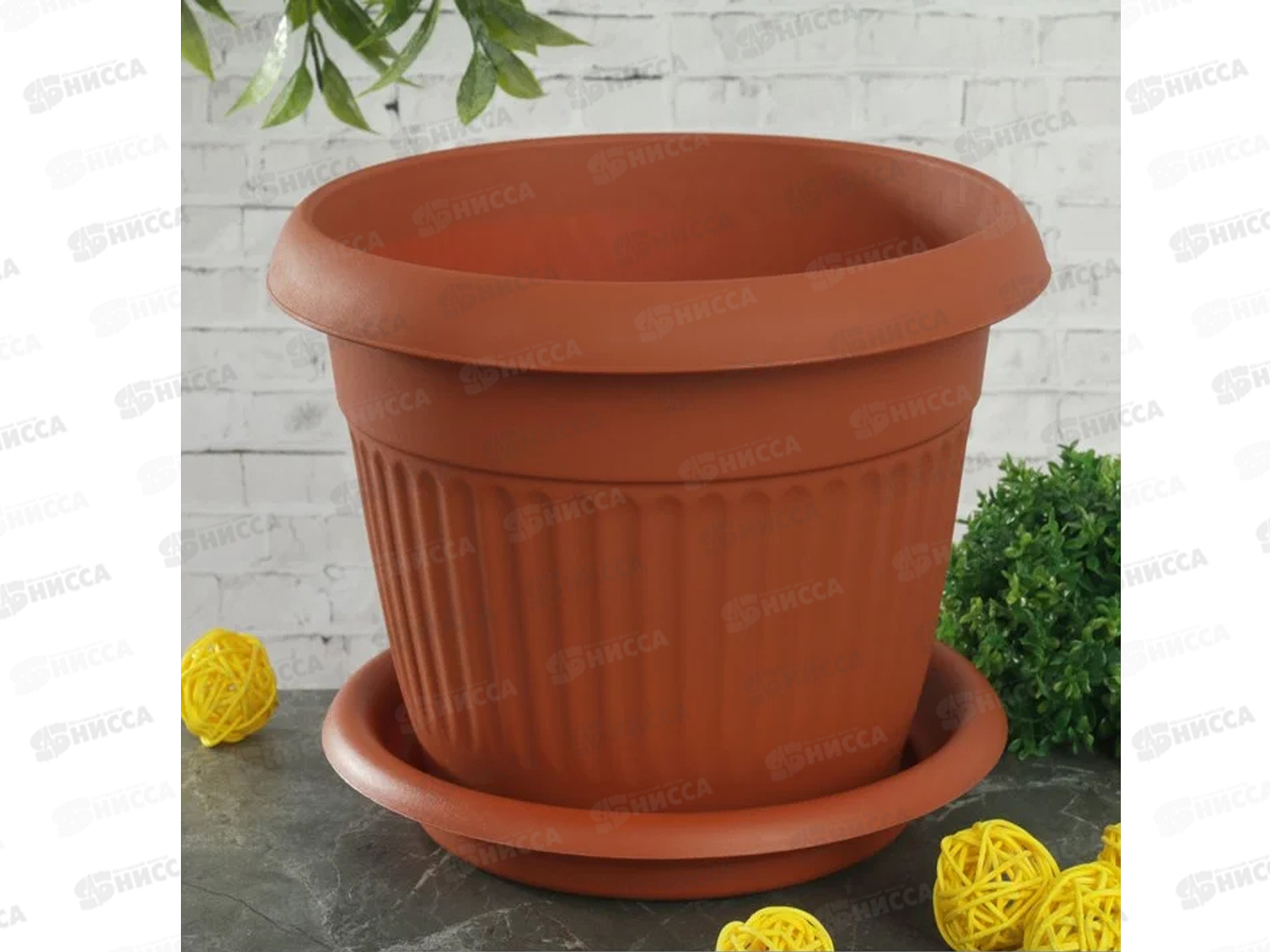 Кашпо Ливия Д200мм 2,8л  с подставкой  терракотовый 3019М *28