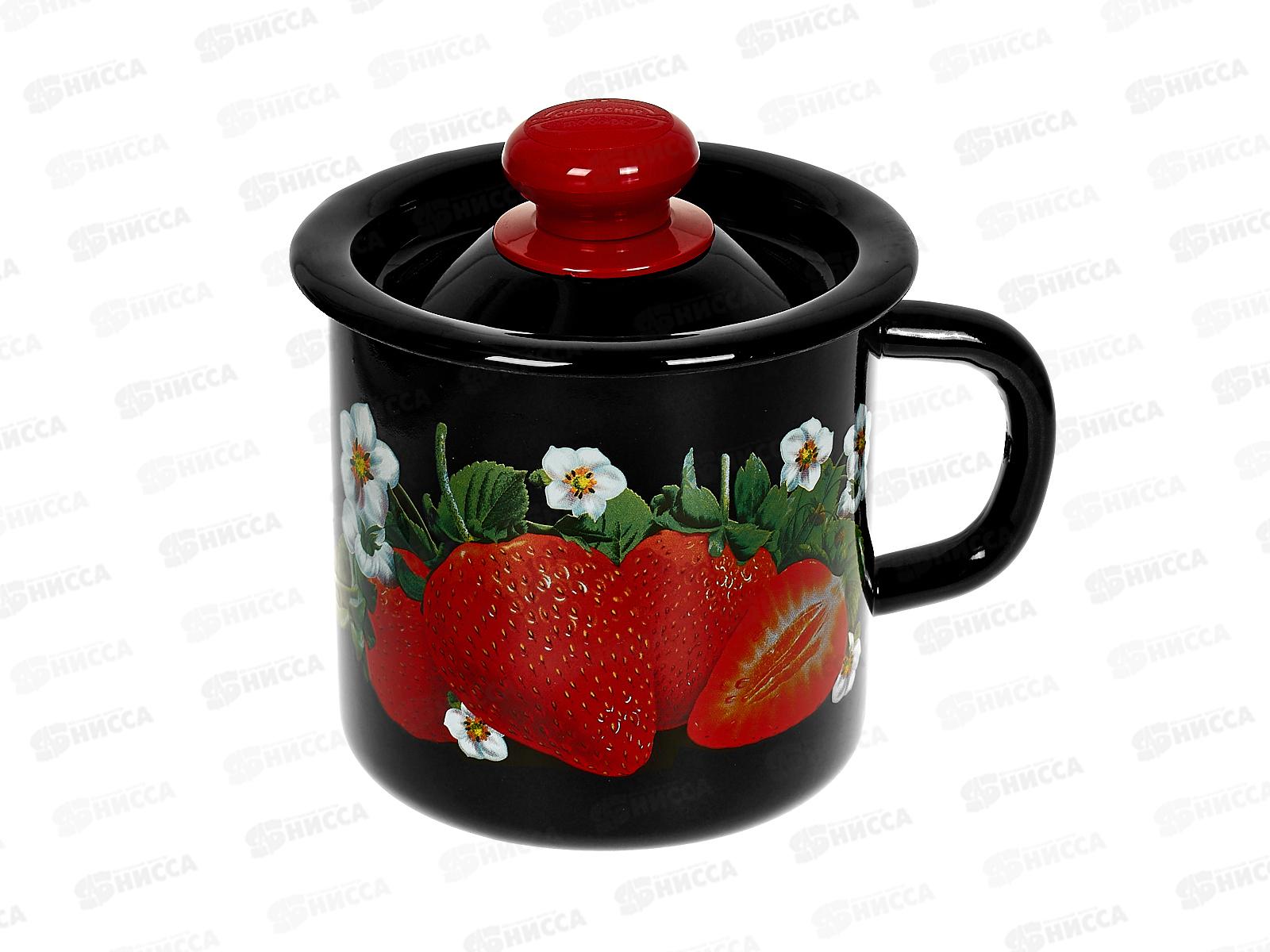 Кружка 1,0л с крышкой декорированная черная С0207.36 *8