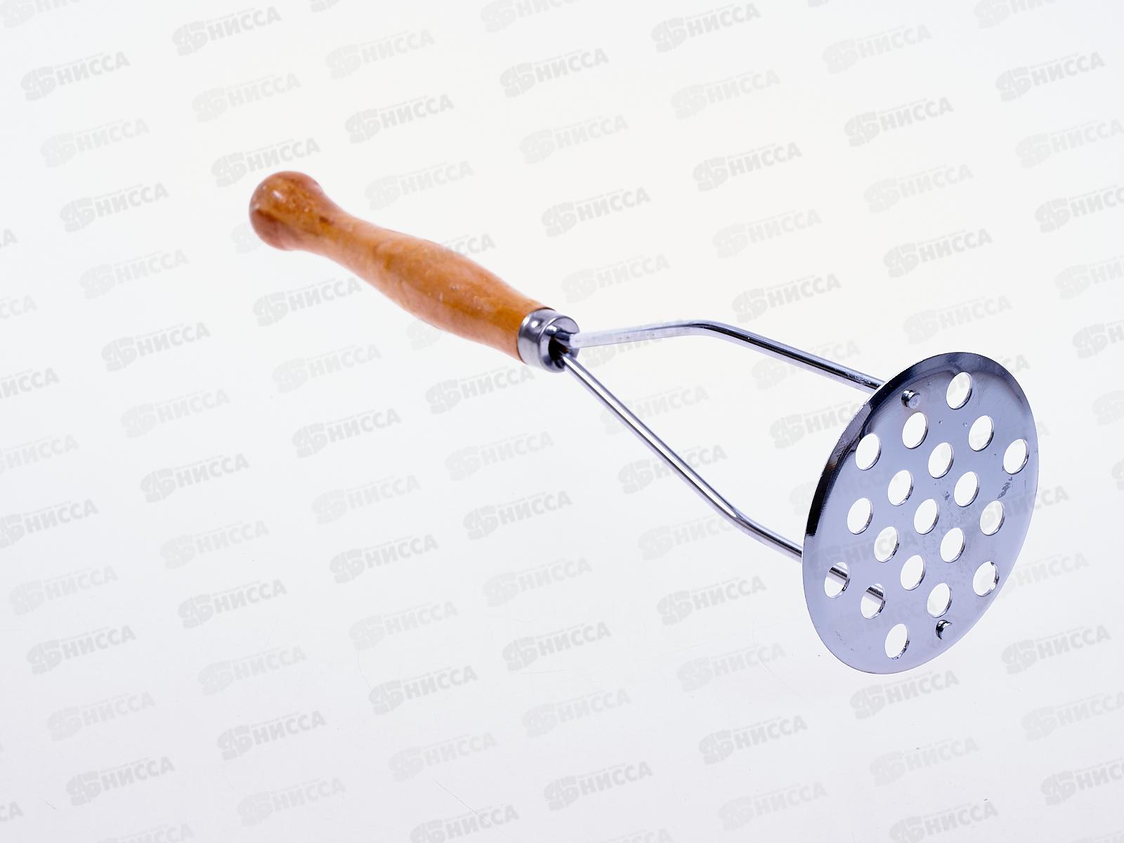 Картофелемялка круглая, деревянная ручка, 25см,  AL-7192 *240