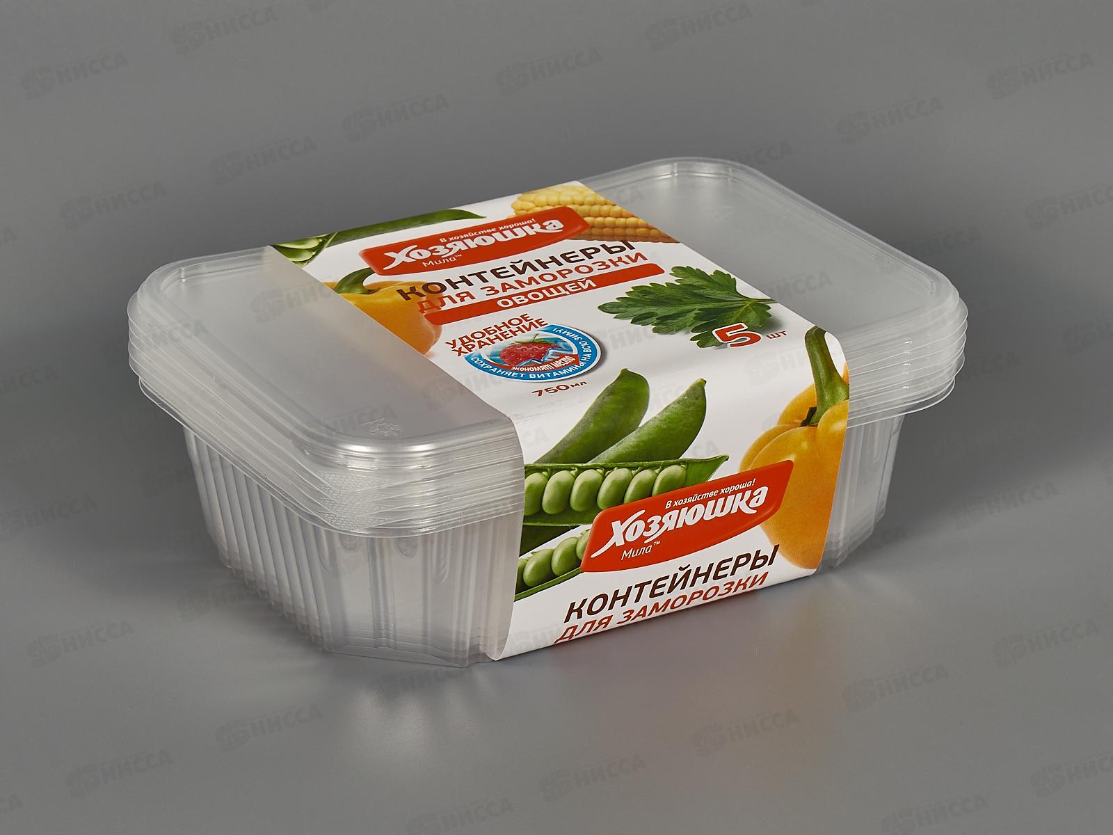 Контейнеры одноразовые Хозяюшка для заморозки универсальный. 0,75л 5шт *138