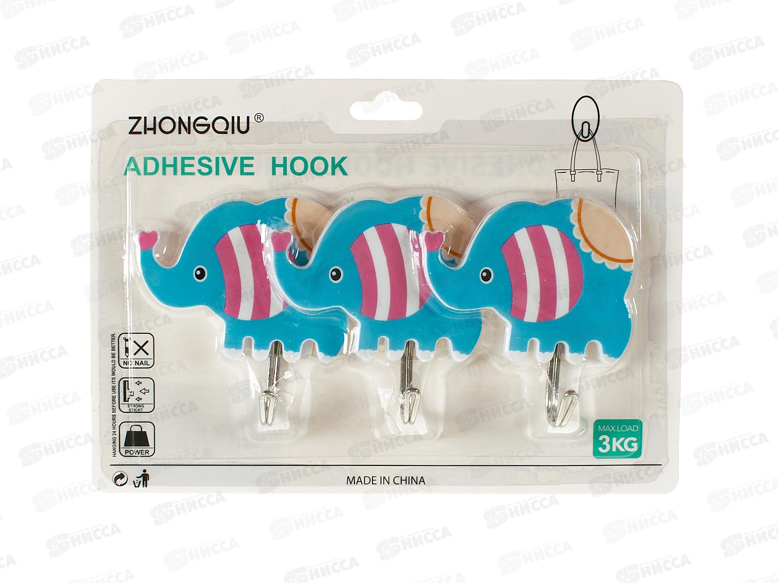 Крючок пластик+металл на липучке, универсальный, набор 3 шт., AL-185 *160