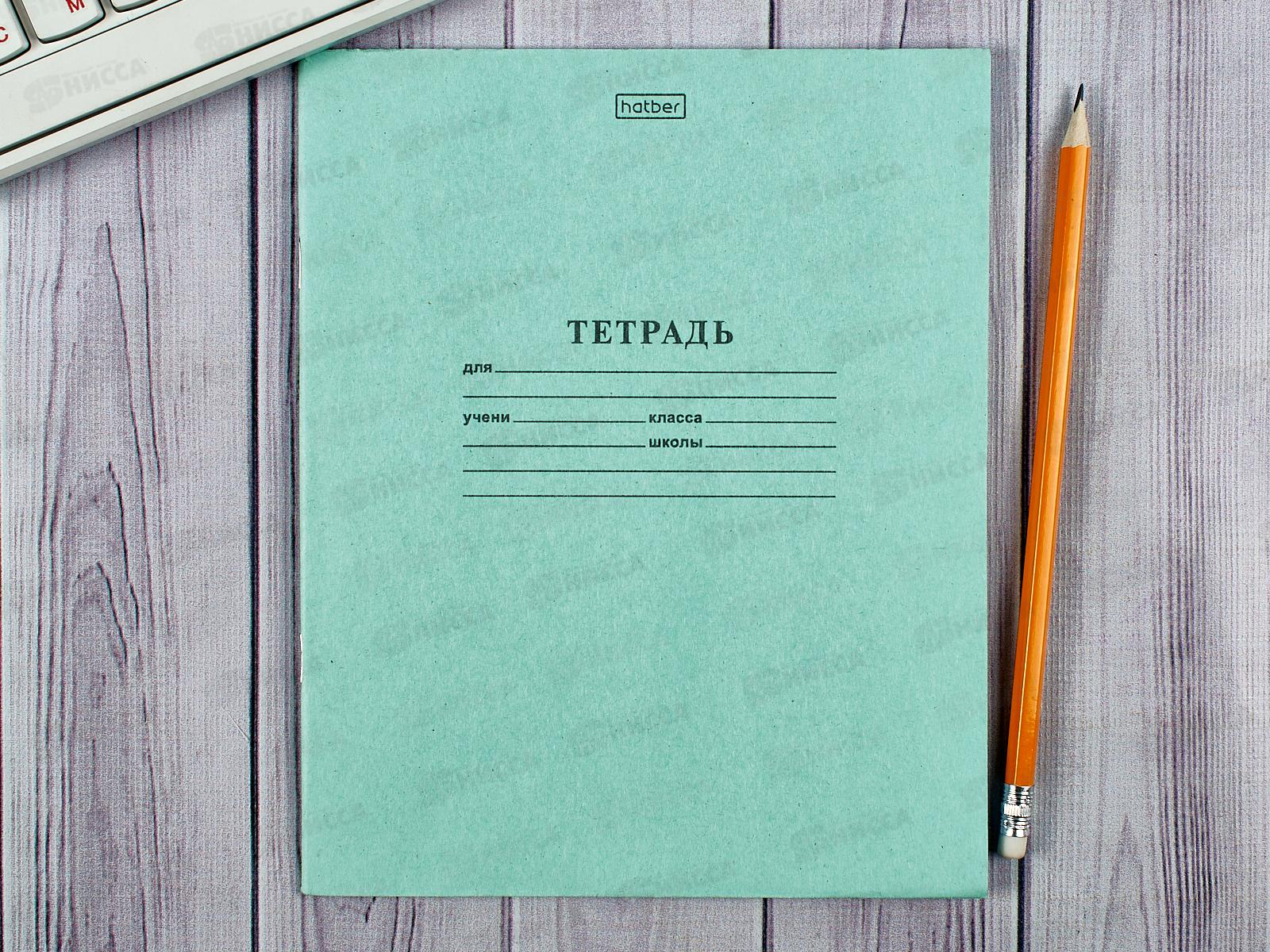 Тетрадь 24 листа клетка Hatber зеленая обложка, 05112 *18/180