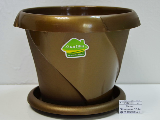 Кашпо &quotФлориана&quot 2,8л Д215 С386Золотой с поддоном *24