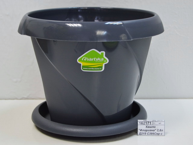 Кашпо "Флориана" 2,8л Д215 С386 Серый  с поддоном *24