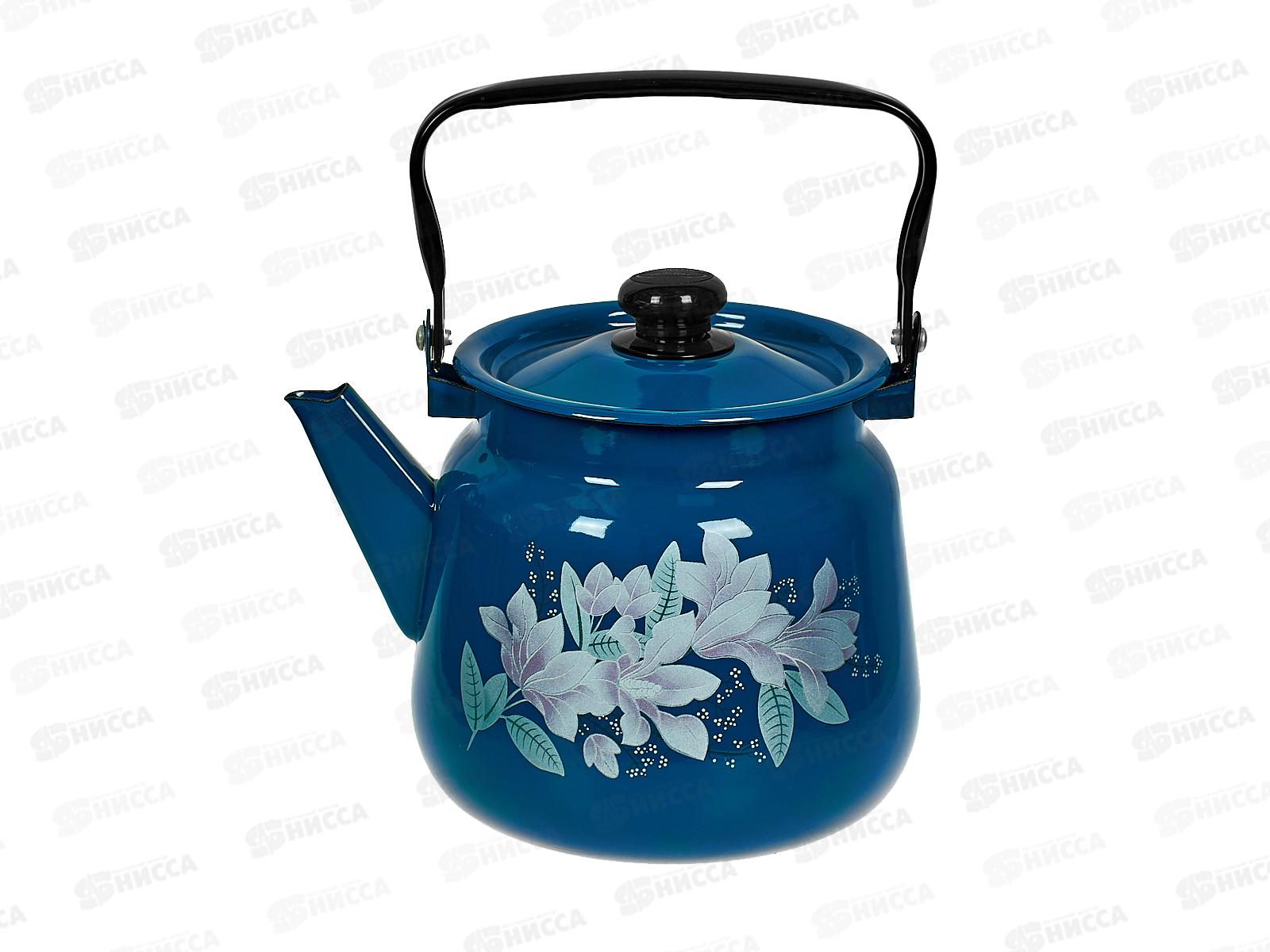 Чайник 3,5л декорированный сферический Васильковый с кнопкой С2716.34