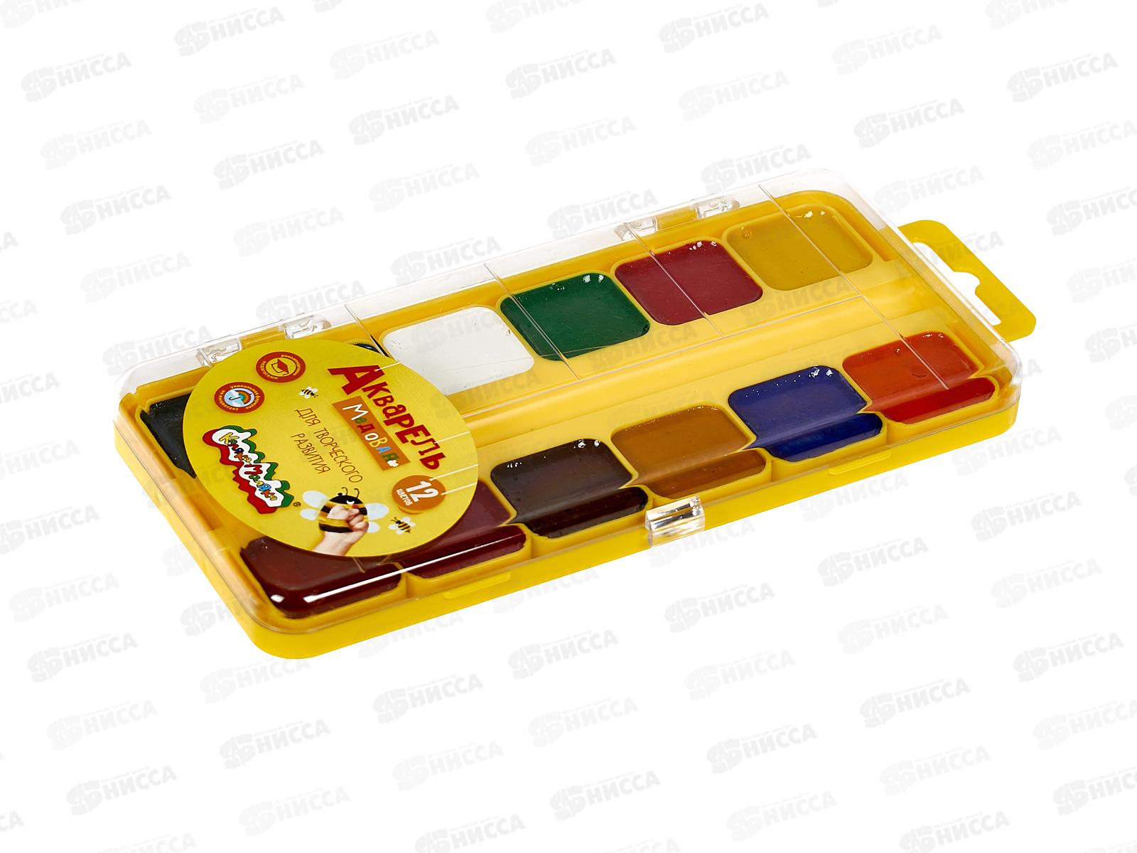 Акварель Каляка-Маляка 12 цветов  без кисти, пластиковая упаковка, АМККМ12Е *12