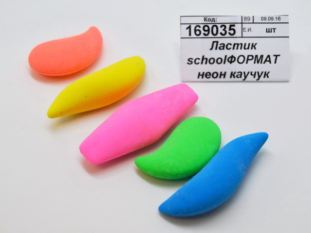 Ластик schoolФОРМАТ неоновый каучуковый фигурный, ассортимент, ЛСТ-Н *80/640