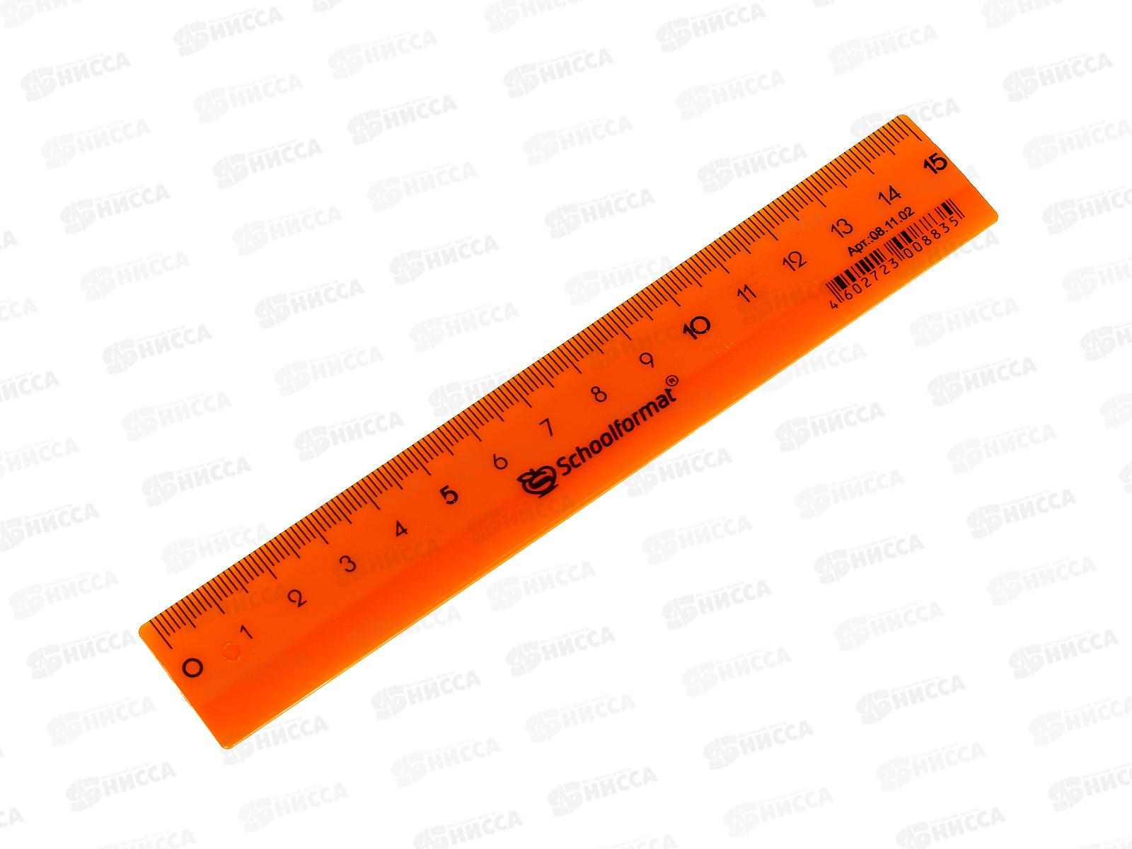 Линейка 15см schoolФОРМАТ непрозрачная, цвета в ассортименте, 08.11.02 *30/360