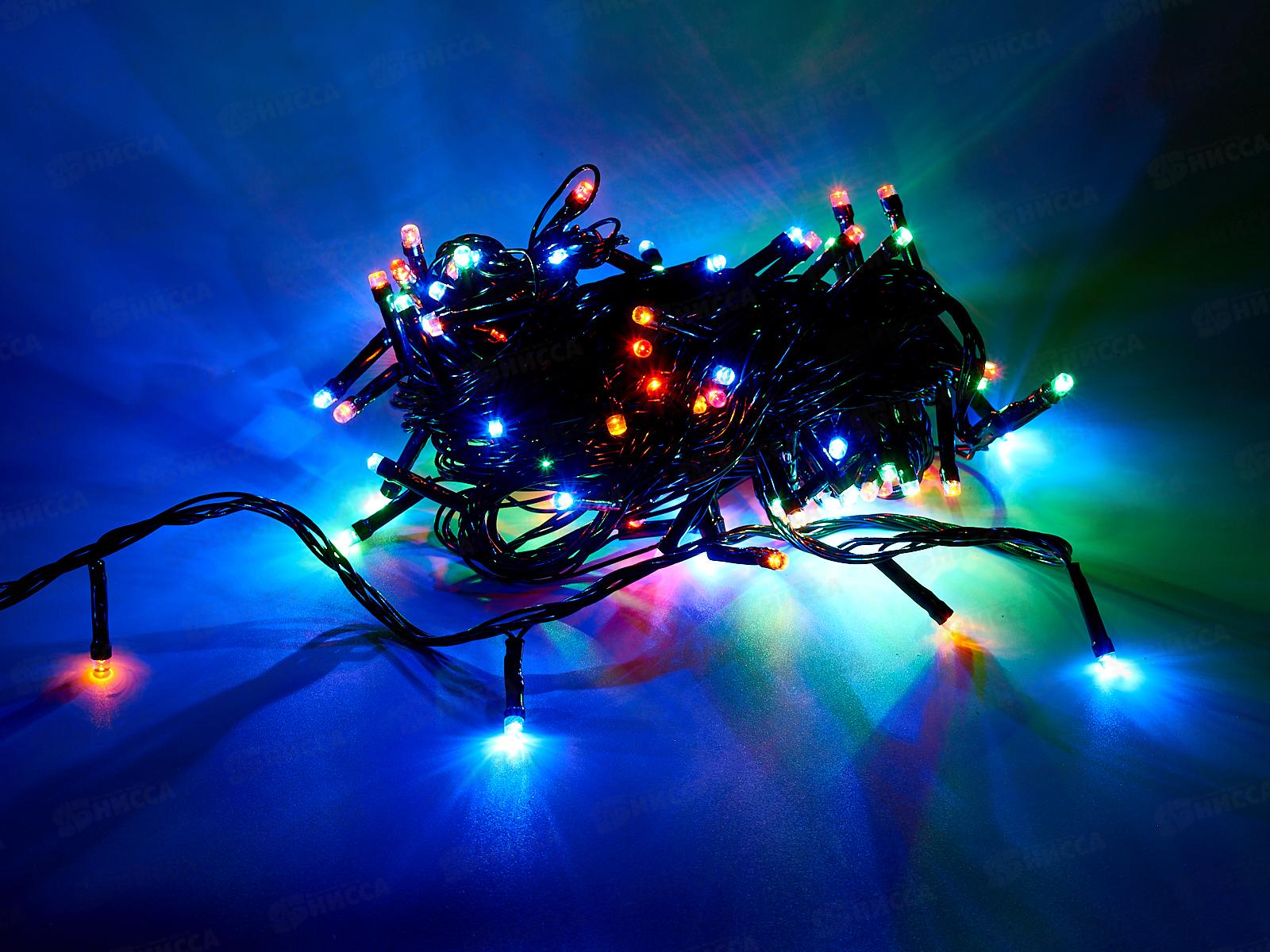 Гирлянда электрическая, новогодняя 9,3 м., 100 диодов, черный провод, красный цв., 220В, 50Гц, AL-3724-2 *100