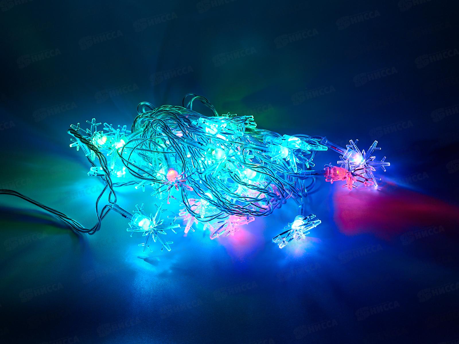 Гирлянда электрическая, новогодняя 4,5 м., 28 диодов, прозрач. провод, разноцв., 220В, 50Гц, AL-3751 *100