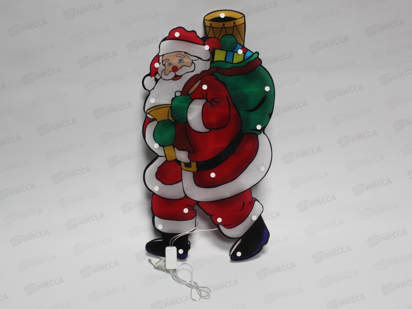 Гирлянда электрическая, новогодняя панно 43см., &quotДед Мороз&quot, LED диоды, белый провод, лунный цв., 220В, 50Гц, AL-8009 *50