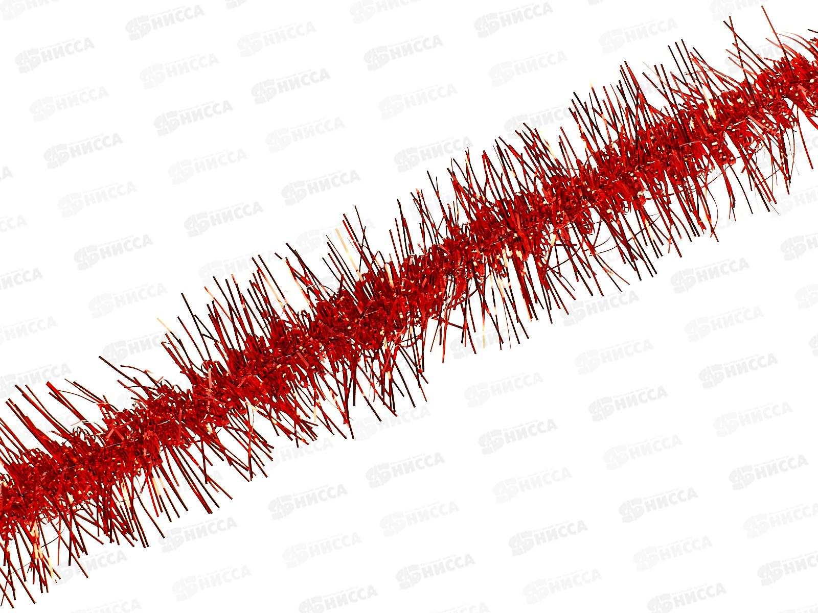 Новогоднее украшение: Мишура, 6см. х 2м., AL-8107 красный *1200