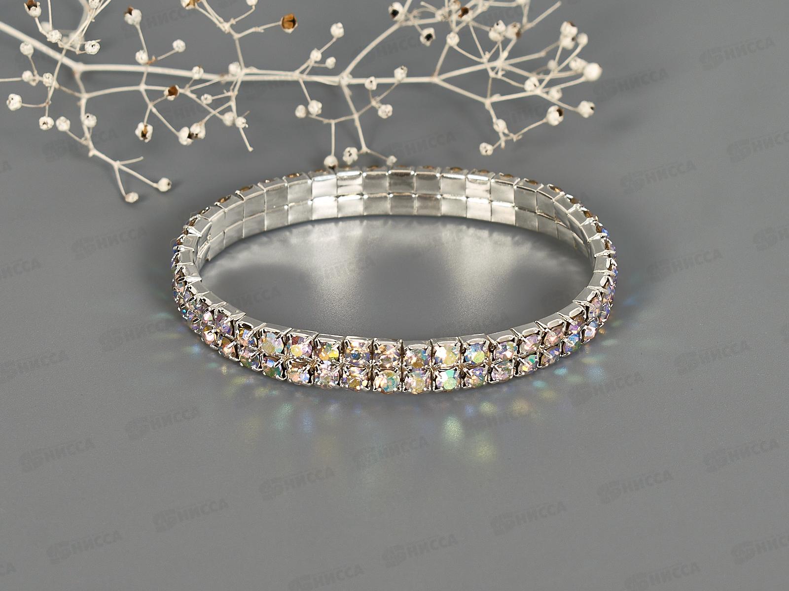 Браслет-резинка цветные  стразы 2 ряда