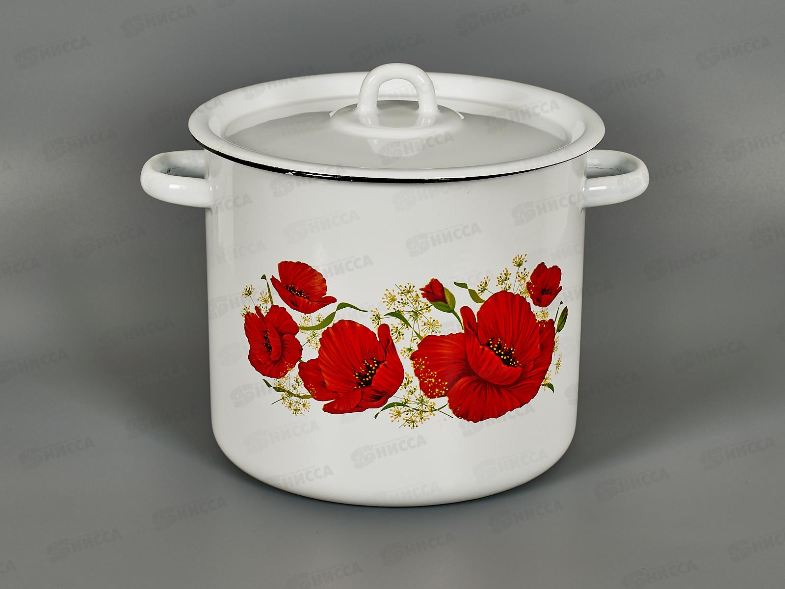 Кастрюля 5,5л цилиндрическая декорированная Маки с петлей С1617*67 *4