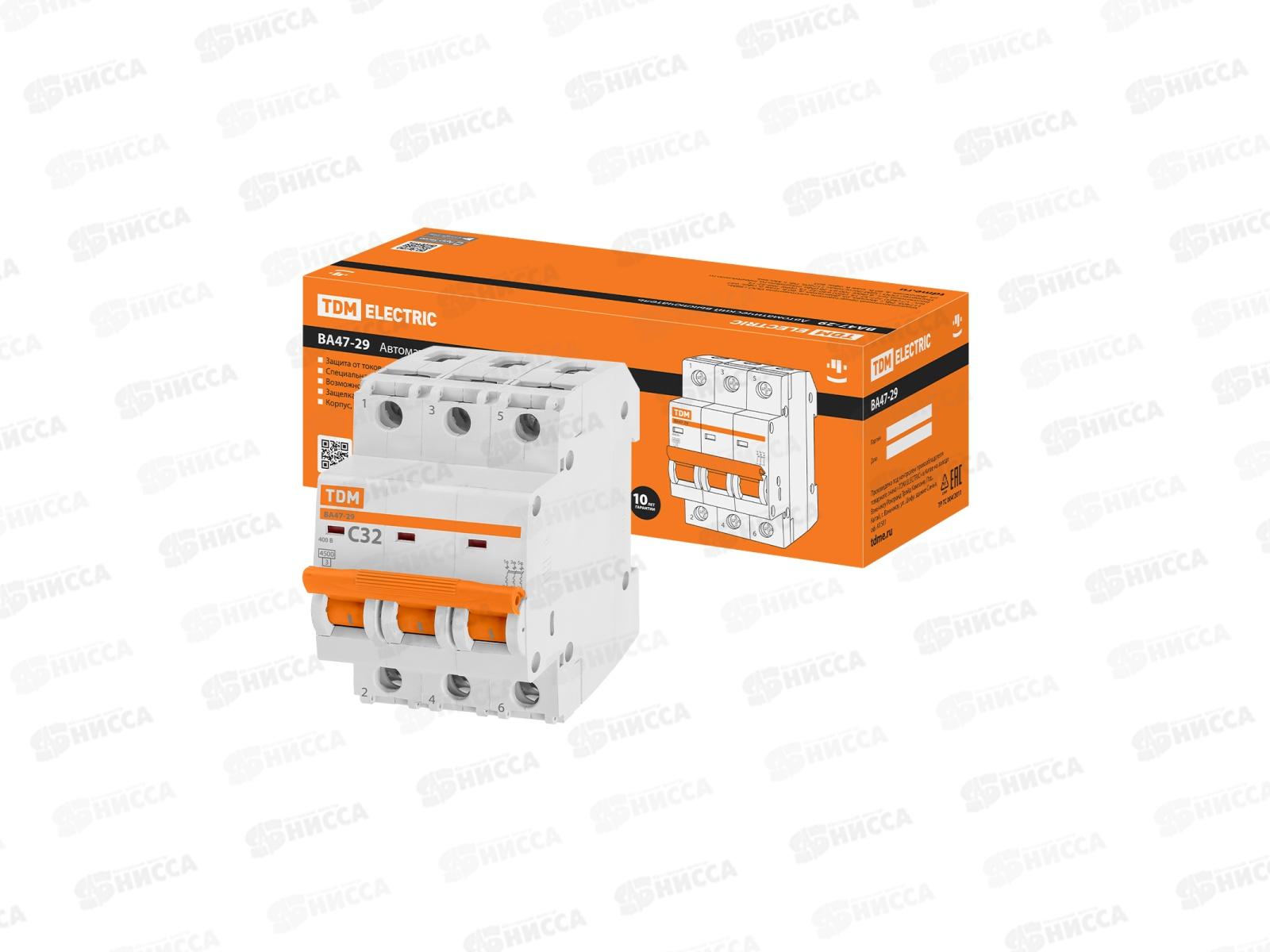 Автоматический выключатель ВА47-29 3P 32А 4,5кА C TDM, 0112 *4/40