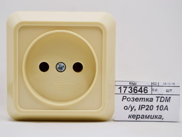 Розетка TDM о/у, IP20 10А керамика, сл.кость, &quotЛадога&quot, 0210 *10/200