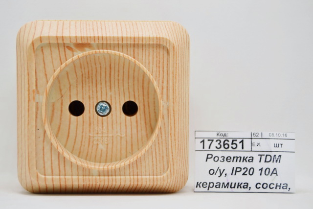 Розетка TDM открытой установки, IP20 10А керамика, сосна, &quotЛадога&quot, 0410 *10/200