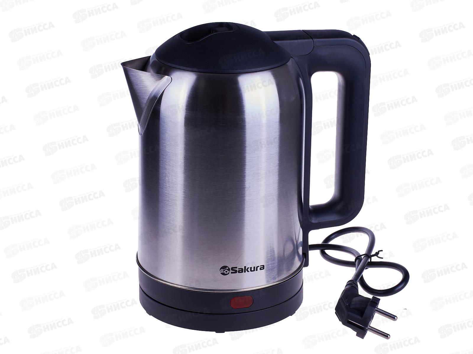 Чайник электрический SA-2121BS (2,0) серебро+черный диск