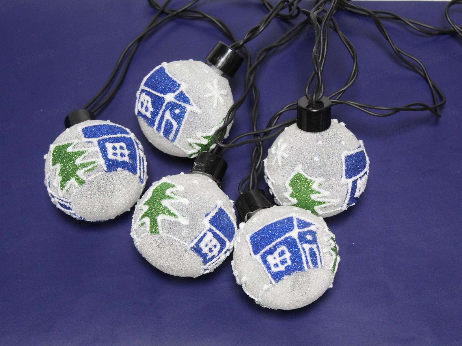 Гирлянда &quotНовогодний шар&quot, 1,6 м 5штук. нить черная. AL-3749 *50